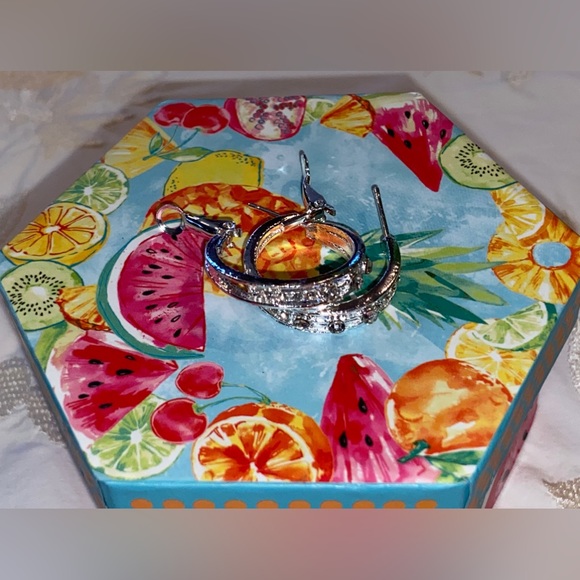 NWT Lovely Rhinestone Accented Hoop Earrings- Available in Gold💛 & Silver🩶 Tones - Picture 9 of 16